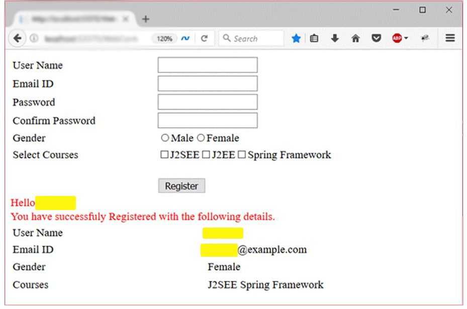 ASP Registrasion form
