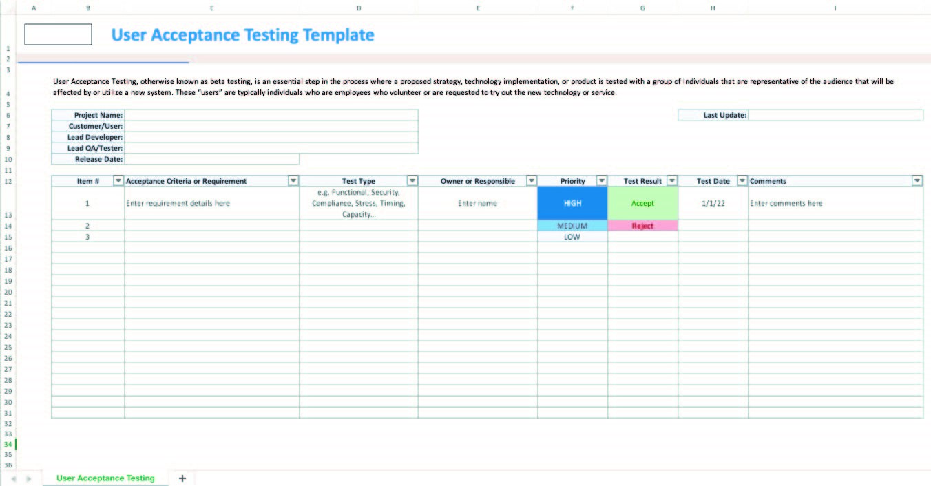 User Acceptance Testing Template