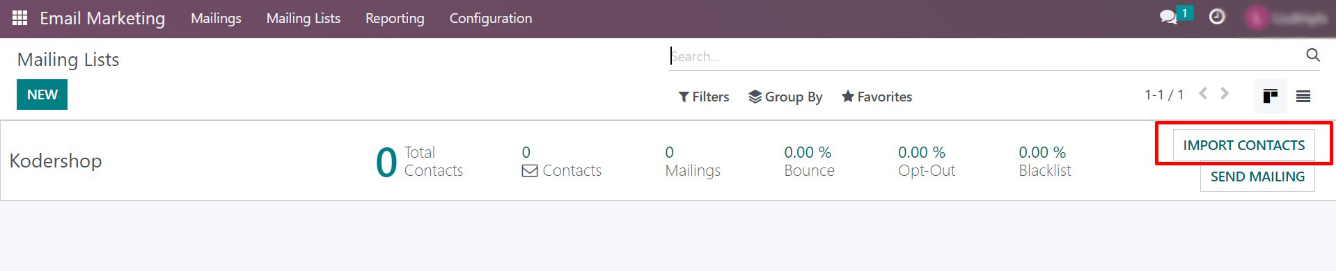 Importing Contacts to a Mailing List