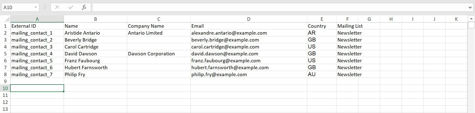 Excel for mailing list